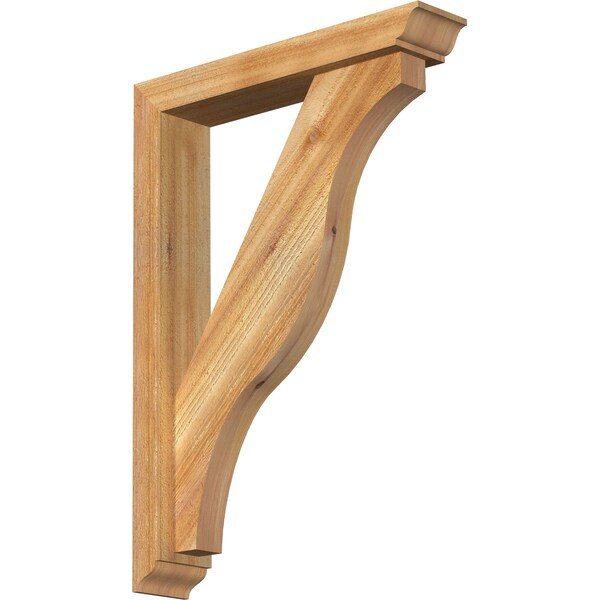 Ekena Millwork Funston Traditional Rough Sawn Bracket w/ Offset Brace, Western Red Cedar, 4"W x 20"D x 28"H BKT0402X20X28FST01RWR - main